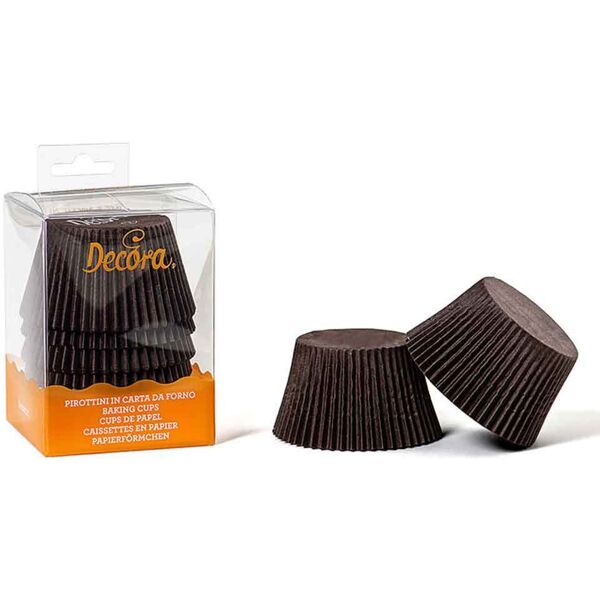 60 pirottini jumbo marroni in carta per muffin Ø5,5 x h4,5 cm decora