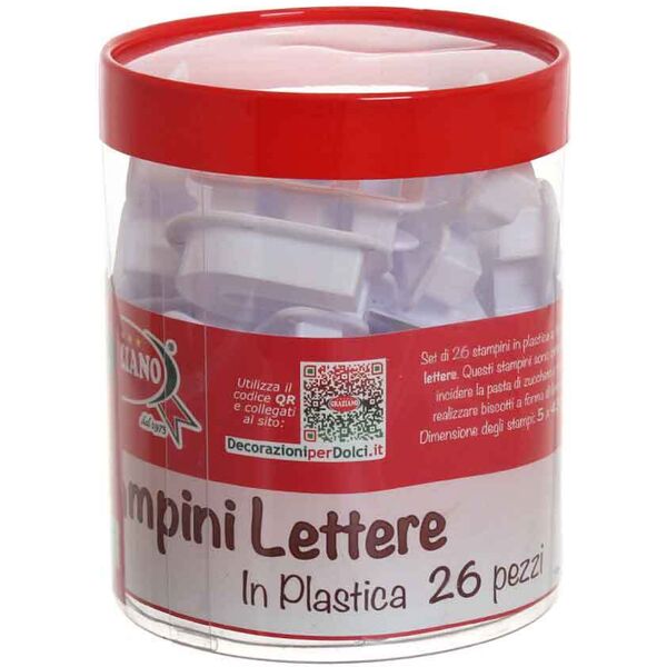 graziano set 26 cutters tagliapasta in plastica lettere stampatello h 5 cm