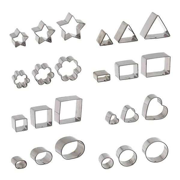 graziano set 24 cutters tagliapasta in acciaio inox forme geometriche assortite