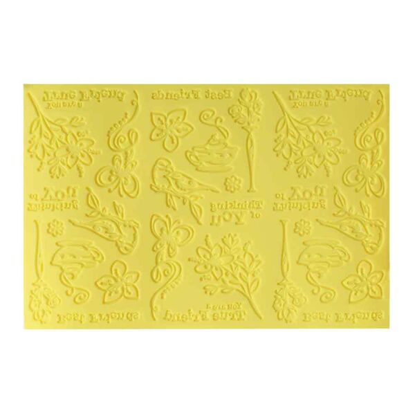 graziano tappetino in silicone giallo per pasta di zucchero decoro con fiori e scritte