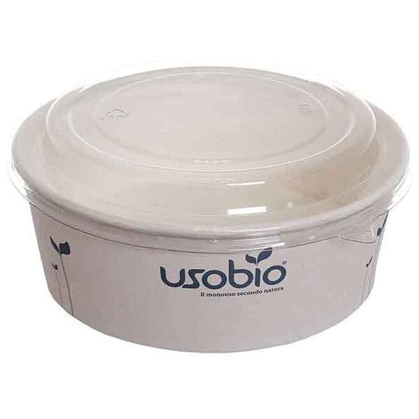 usobio 50 ciotole con coperchio in cartoncino compostabile Ø14 x h 6,5 cm