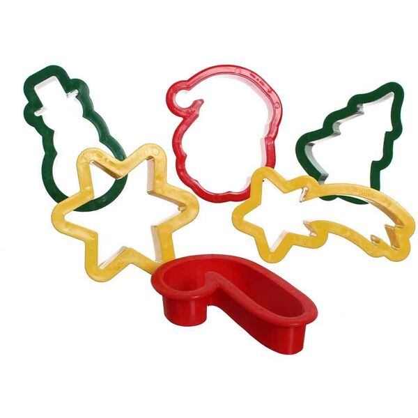 decora set 6 cutters tagliabiscotti in plastica soggetti natalizi