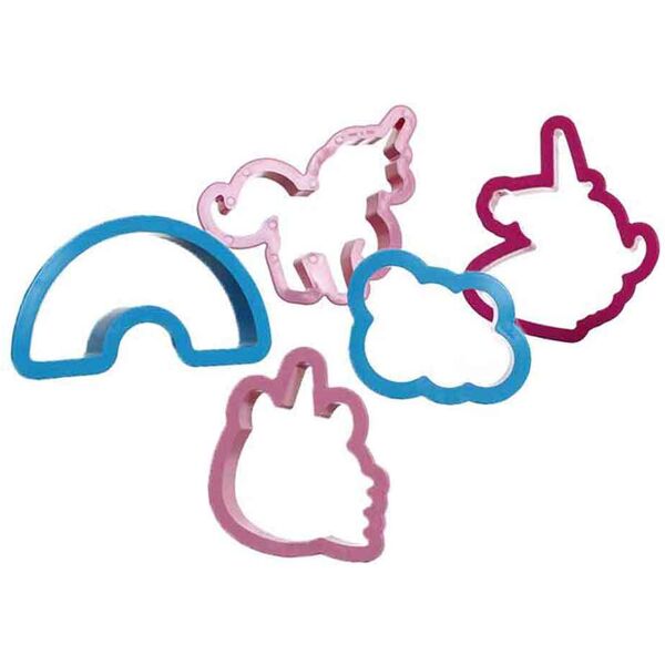 decora set 5 cutters tagliapasta in plastica tema unicorno