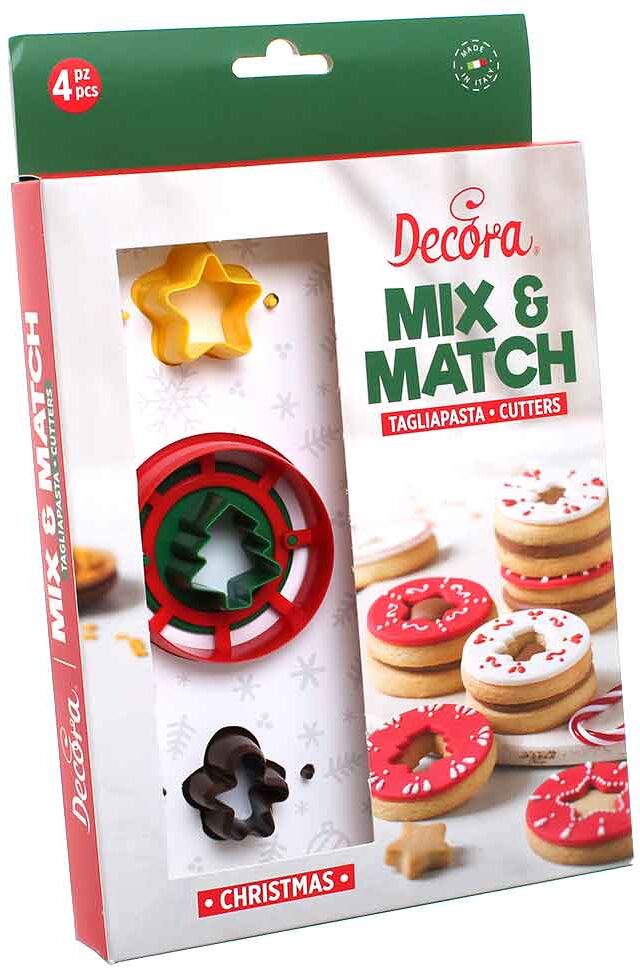 decora set 4 cutters tagliapasta in plastica occhio di bue natale