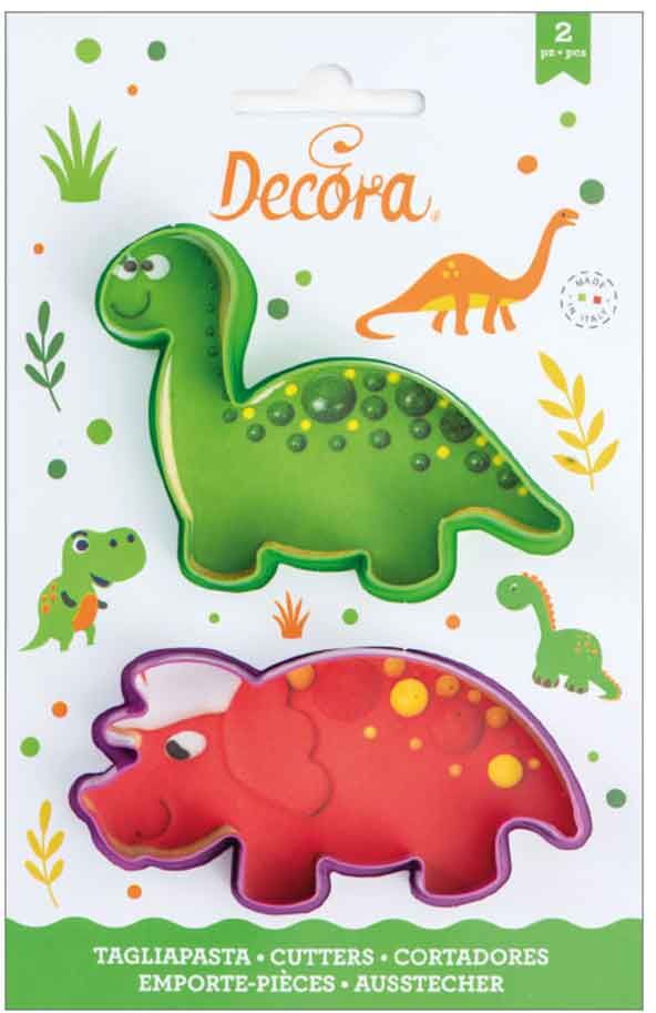 decora set 2 cutters tagliapasta in plastica animali dinosauri