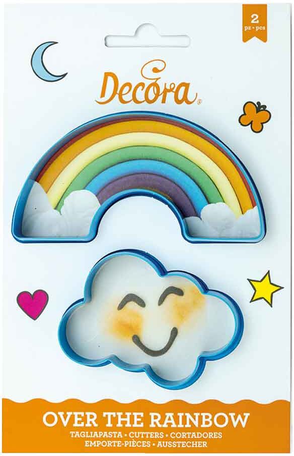 decora set 2 cutters tagliapasta in plastica arcobaleno e nuvola