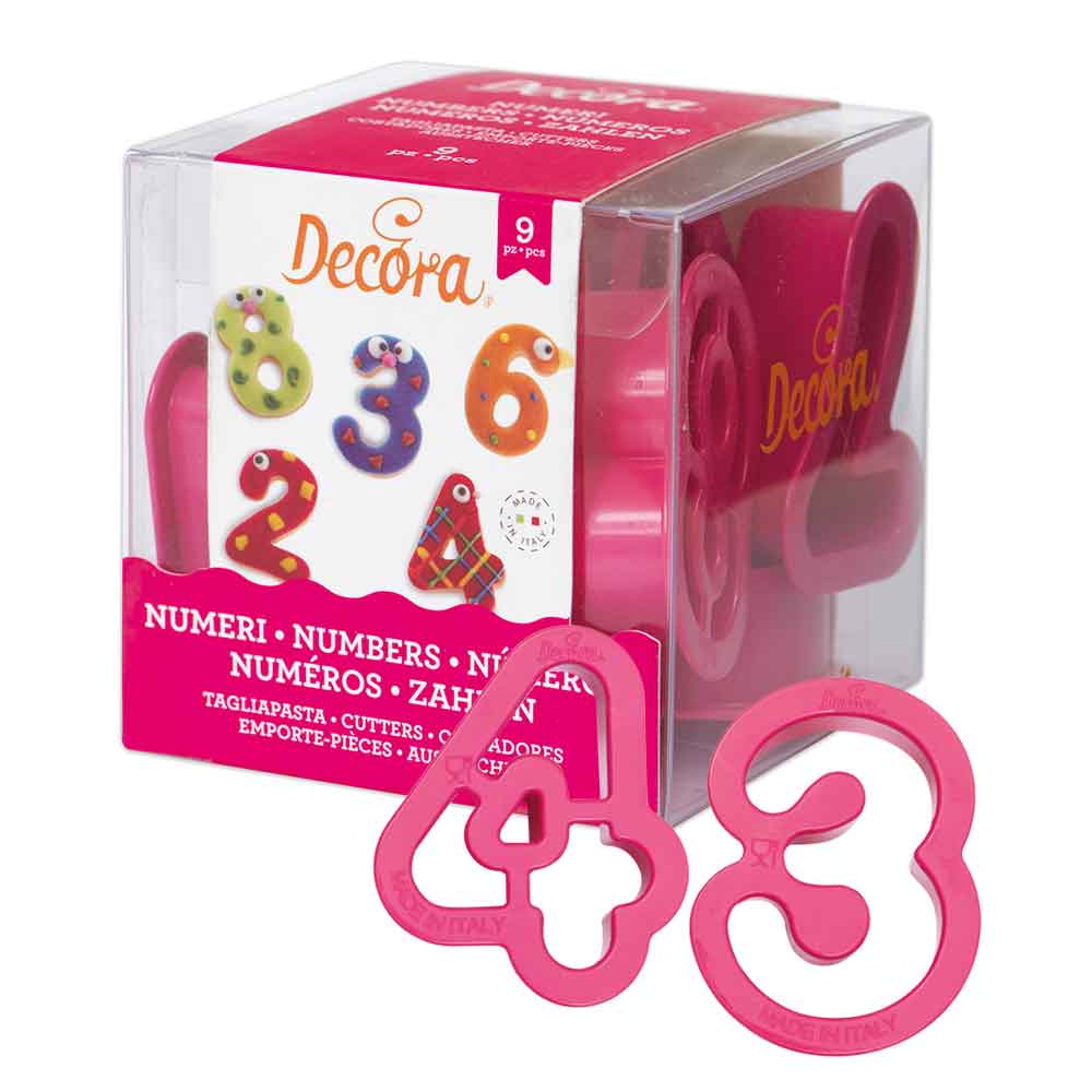 decora set 9 cutters tagliapasta in plastica numeri h 5 cm