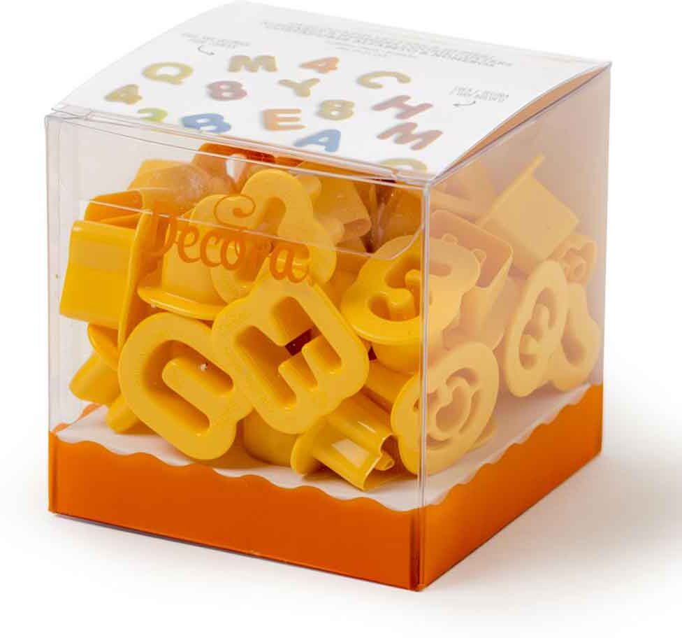 decora set 36 cutters tagliapasta in plastica lettere e numeri piccoli h 2 cm