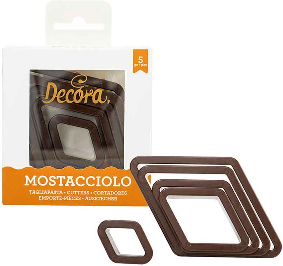 decora set 5 cutters tagliapasta formine in plastica forma mostacciolo