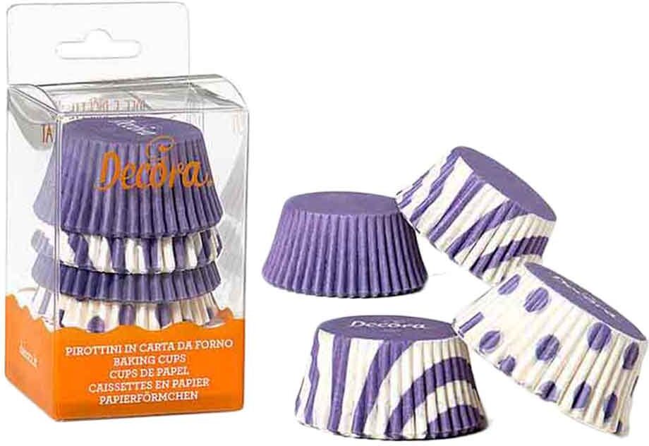 decora 75 pirottini in carta fantasia viola per cottura muffin Ø5 x h 3,2 cm