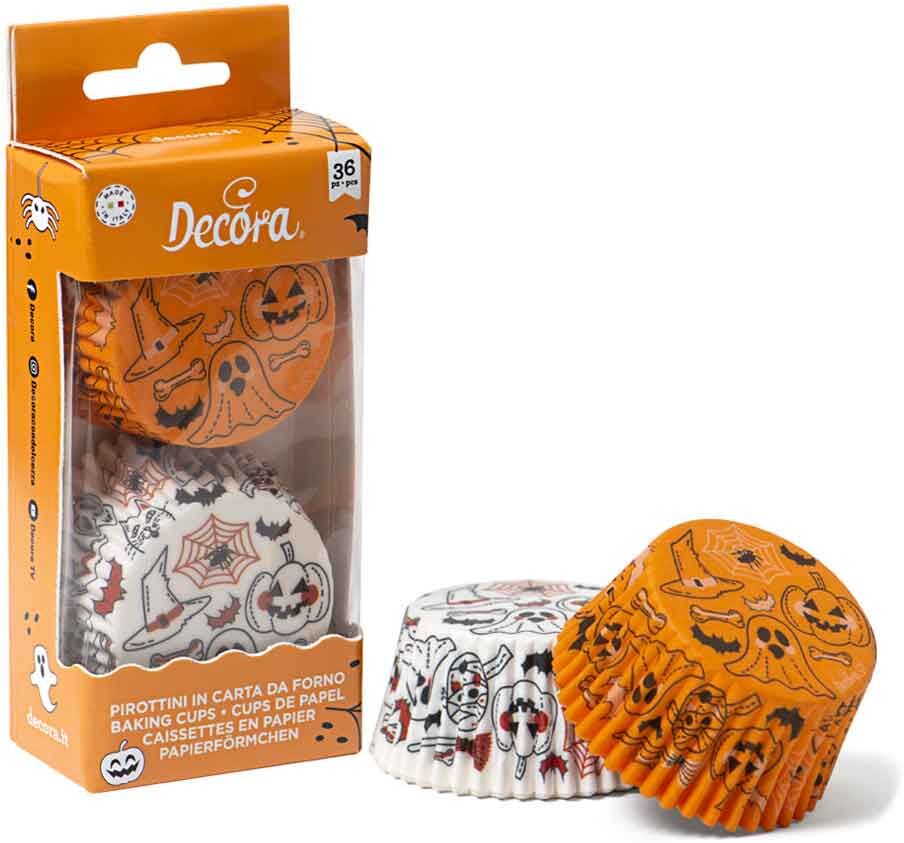 36 pirottini per muffin in carta fantasmi e zucche halloween decora Ø 5 cm