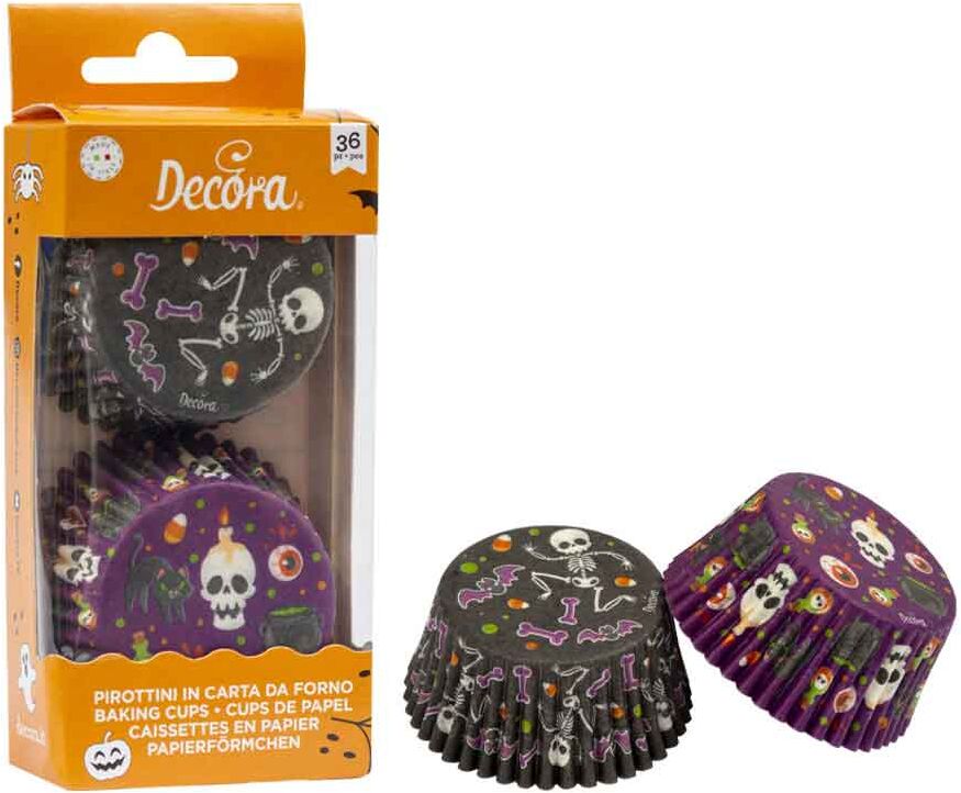 36 pirottini per muffin in carta con scheletri di halloween decora Ø 5 cm