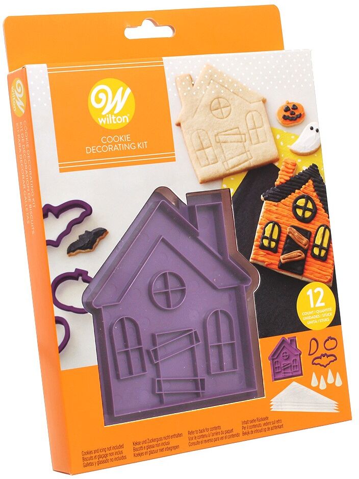 wilton set 4 tagliapasta halloween casa stregata e 4 sac a poche con beccucci