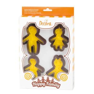 Decora Set 4 Cutters Tagliapasta In Plastica Happy Family Con 4 Imprimi Decori