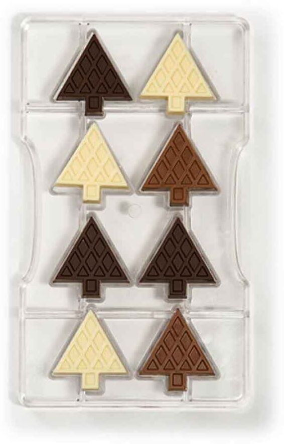 Stampo 8 Cioccolatini Abete In Policarbonato 4 X 4,2 Cm Decora