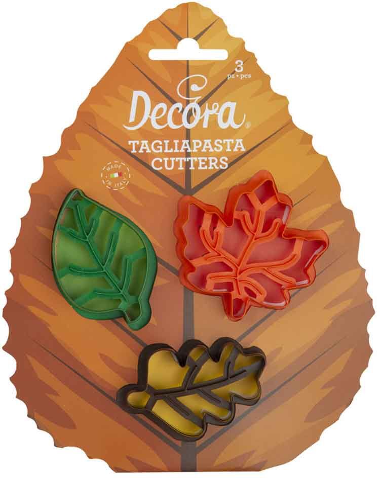 Decora Set 3 Cutters Tagliapasta In Plastica Foglie Autunnali Colorate