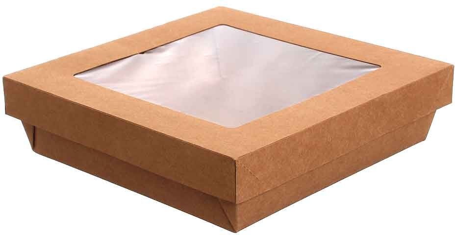 Imballaggi Alimentari 30 Box Contenitori Take Away Con Coperchio A Finestra 19,2x19,2xh5cm