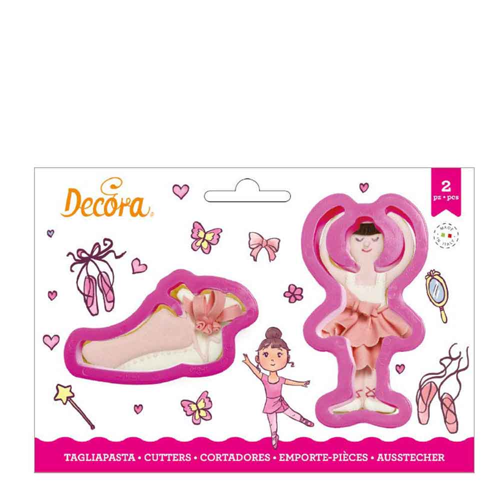 Decora Set 2 Cutters Tagliapasta In Plastica Ballerina Danza E Scarpetta