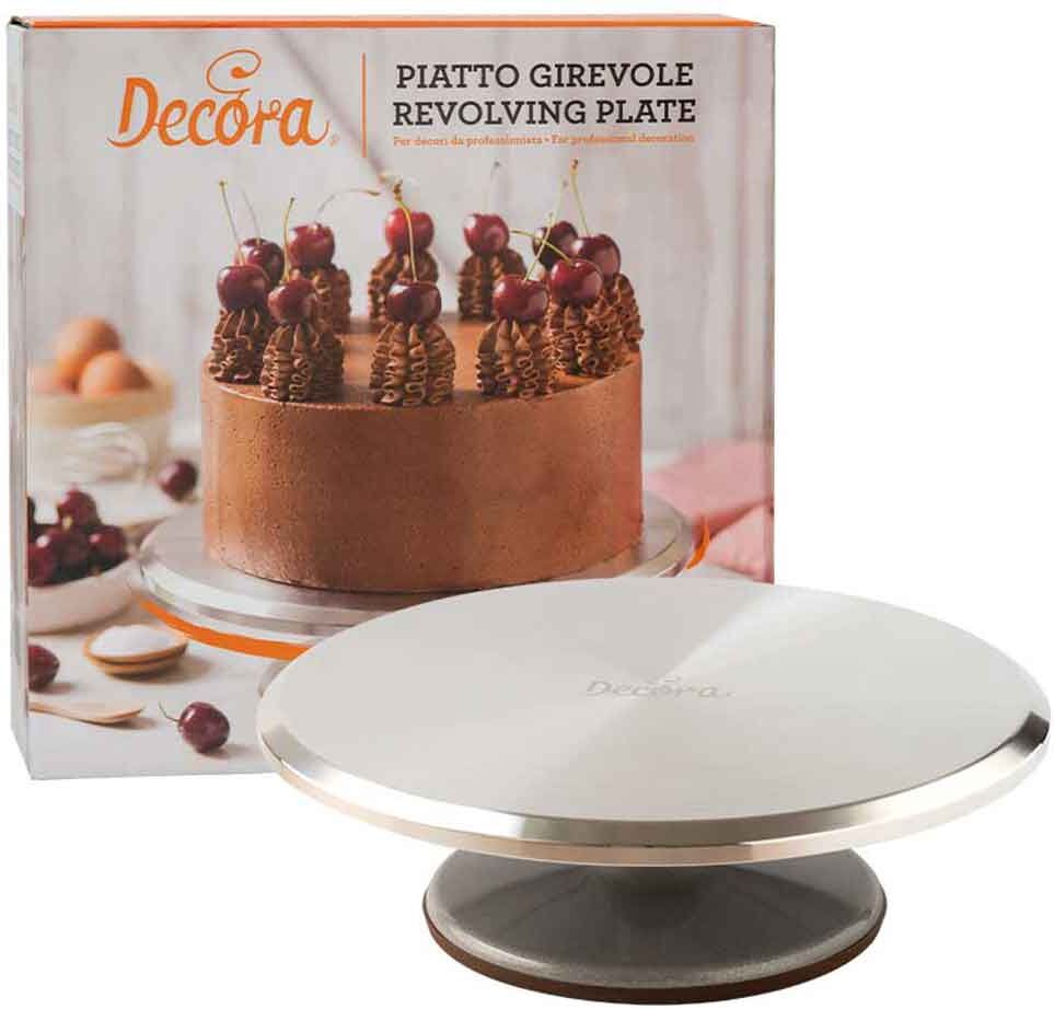 Decora Piatto Girevole Per Torte Professionale In Alluminio Ø31 H 9,5 Cm