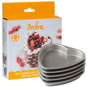 Decora Set 5 Stampi A Cuore Per Torte A Strati 15x15x2h Cm