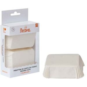 Decora 36 Pirottini Rettangolari Bianchi Per Cottura Plumcake 8 X 5 X H 3,2 Cm