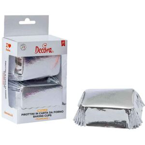 Decora 20 Pirottini Rettangolari Argento Per Cottura Plumcake 8 X 5 X H 3,2 Cm