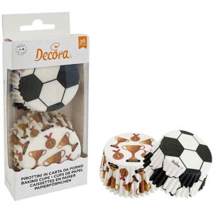 Decora 36 Pirottini In Carta Calcio Football Champion Per Cottura Muffin Ø5 X H 3,2 Cm