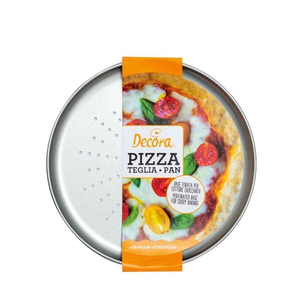 decora teglia rotonda forata per pizza e focacce in metallo antiaderente Ø28 cm