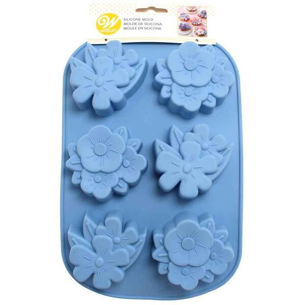 stampo antiaderente in silicone 6 cavità a forma di fiori wilton