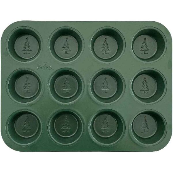 decora teglia per 12 muffin di Ø5 cm in metallo antiaderente verde natalizio