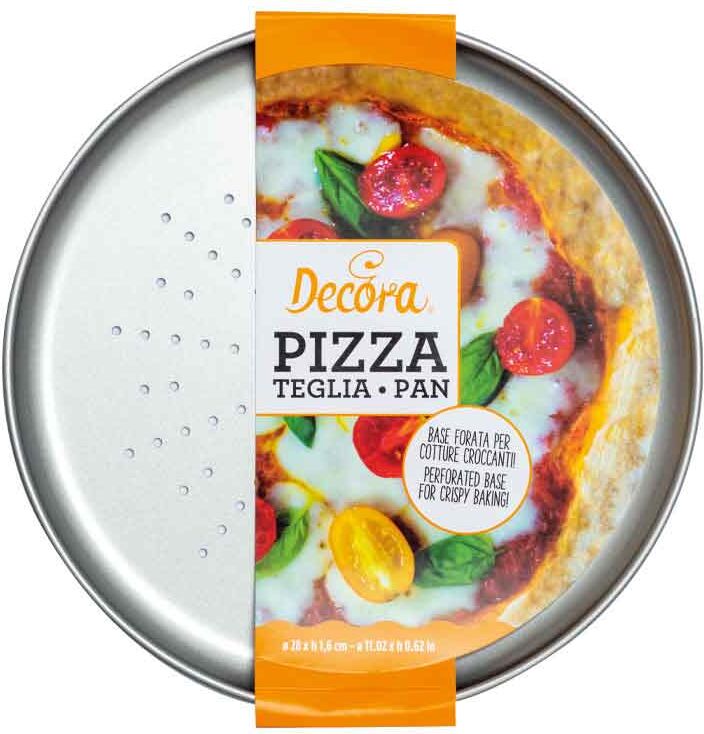 decora teglia rotonda forata per pizza e focacce in metallo antiaderente Ø28 cm