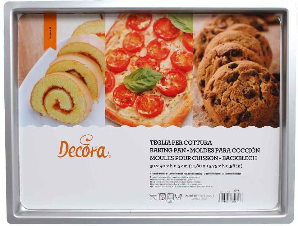 decora teglia professionale per forno in alluminio rettangolare 30x40 h 2,5 cm