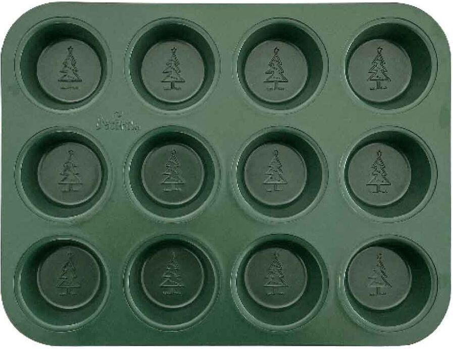 decora teglia per 12 muffin di Ø5 cm in metallo antiaderente verde natalizio