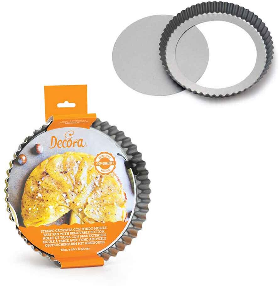 Decora Stampo Tondo Per Crostata Fondo Mobile Antiaderente Ø20 X 3,5h Cm