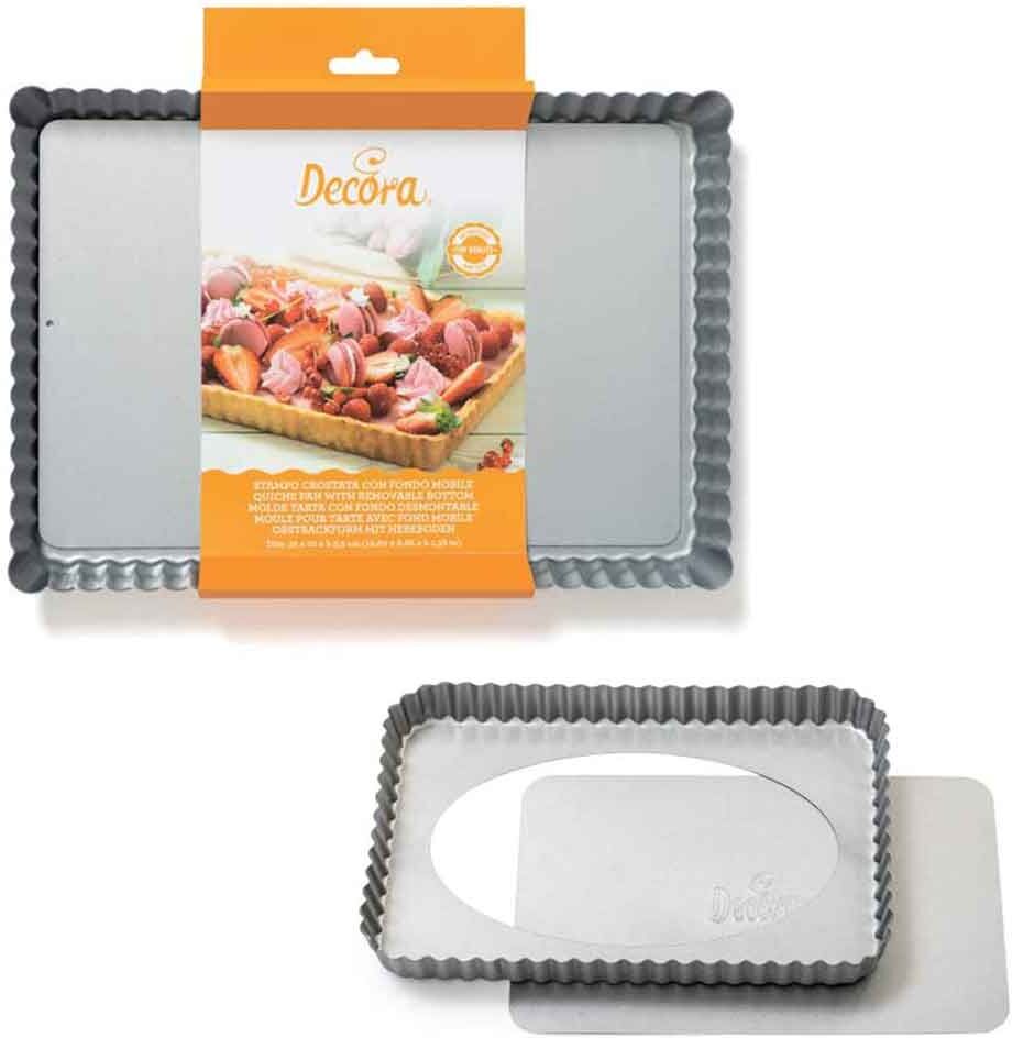 Decora Stampo Rettangolare Per Crostata Fondo Mobile Antiaderente 32x22x3,5h Cm