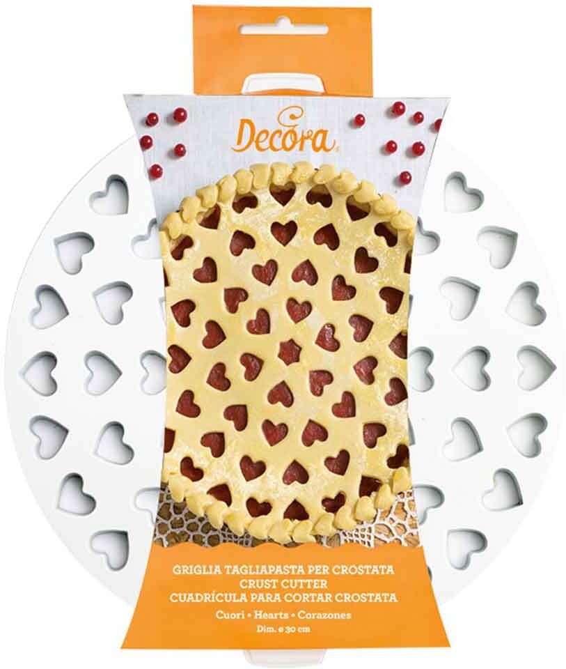 Decora Griglia Tagliapasta A Cuori Per Crostata In Plastica Tonda Ø30cm