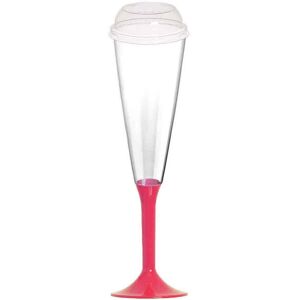 Goldplast 20 Calici Flute Maxi Riutilizzabili Rosa Corallo 160ml Con Coperchio