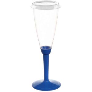 Poloplast 120 Flutes Calici In Plastica Gambo Alto Blu Con Coperchio