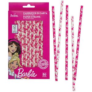 decora 80 cannucce biodegradabili in carta barbie 21 cm ø6 mm