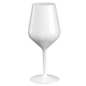goldplast set 6 bicchieri calici da vino e cocktail bianchi infrangibili lavabili 470cc