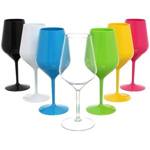 goldplast set 6 bicchieri calici da vino e cocktail infrangibili lavabili 470cc