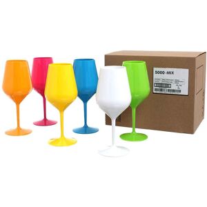 goldplast set 6 bicchieri calici da vino e cocktail colori assortiti infrangibili lavabili 470cc