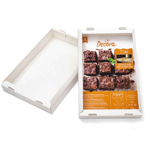 decora 3 teglie da forno rettangolari monouso in cartoncino bianco 38 x 24 cm