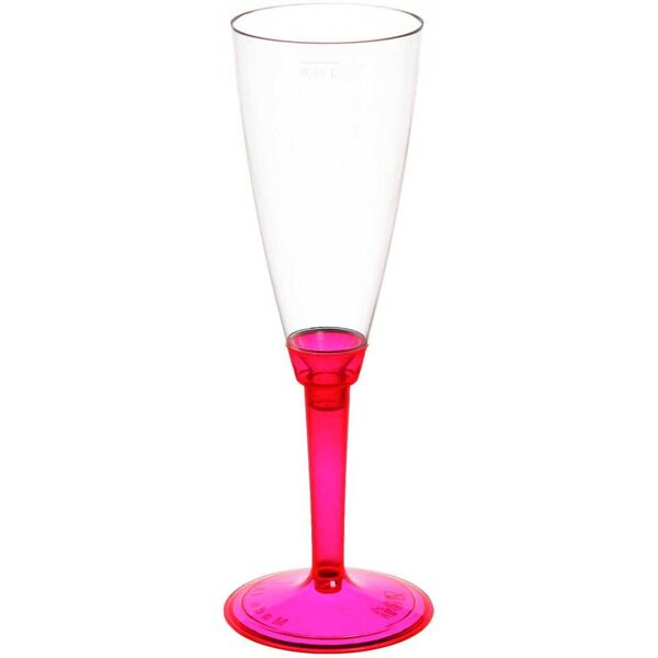 poloplast 20 flutes calici di plastica monouso con gambo alto fucsia fluo