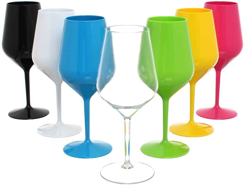 goldplast set 6 bicchieri calici da vino e cocktail infrangibili lavabili 470cc