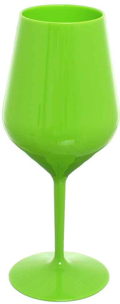 goldplast set 6 bicchieri calici da vino e cocktail verde fluo infrangibili lavabili 470cc