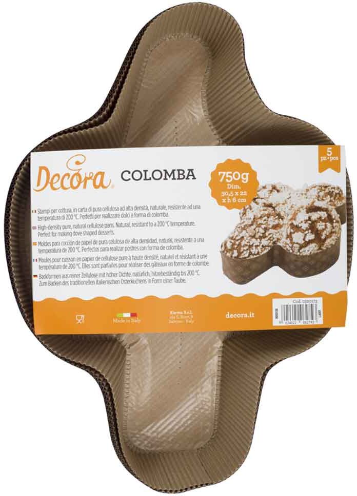 Decora 5 Stampi Da Forno In Carta Per Cottura Colomba Pasquale Media 750 G