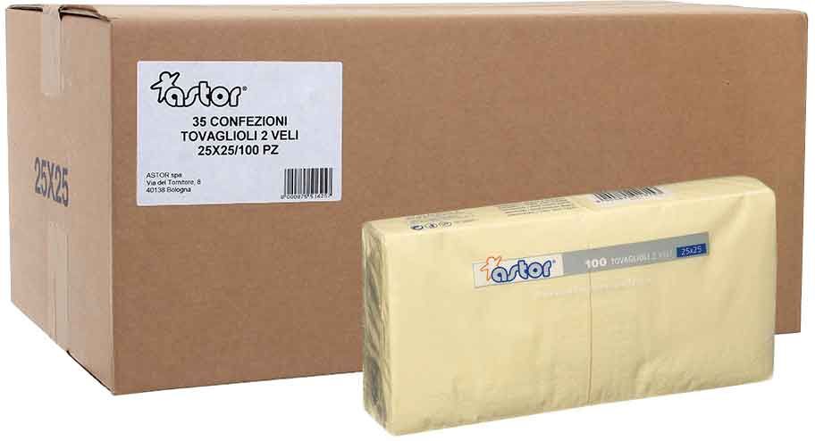 Astor Cartone 3500 Tovaglioli Di Carta Da Cocktail 25x25cm Crema