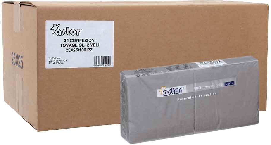 Astor Cartone 3500 Tovaglioli Di Carta Da Cocktail 25x25cm Grigio