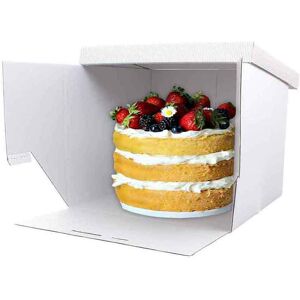 Decora 5 Scatole Per Torta Bianche In Cartoncino Rigido Rigato 41 X 41 X H 25 Cm